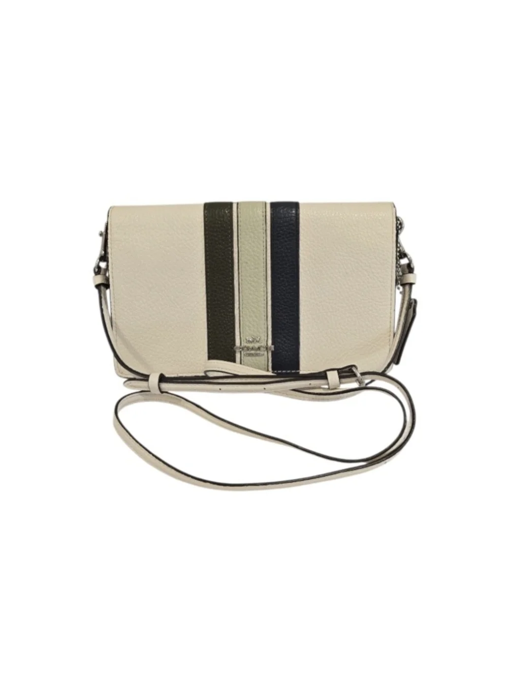 Coach Anna Fold Over Clutch Crossbody with Racing Stripe